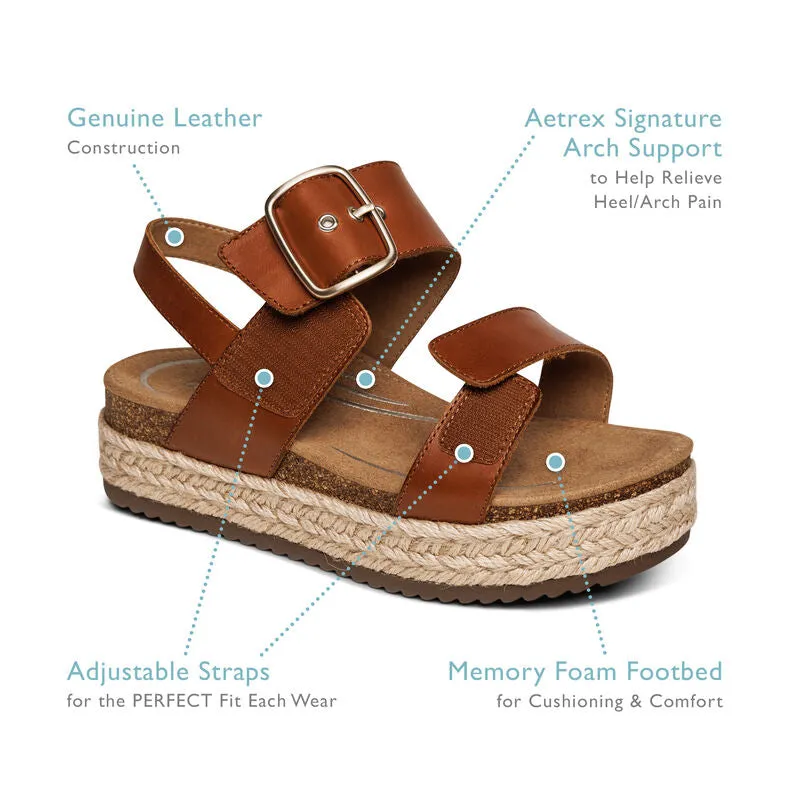 AETREX VANIA COGNAC PLATFORM SANDAL
