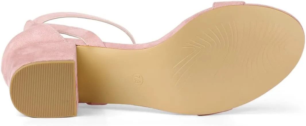 Allegra K Women's Ankle Strap Block Low Heel Sandal