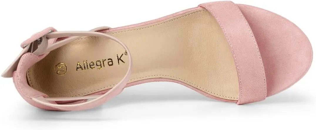 Allegra K Women's Ankle Strap Block Low Heel Sandal