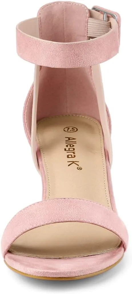 Allegra K Women's Ankle Strap Block Low Heel Sandal