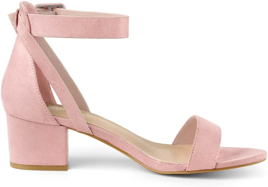 Allegra K Women's Ankle Strap Block Low Heel Sandal