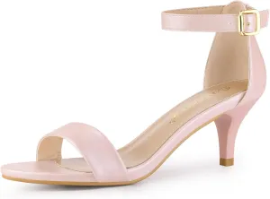 Allegra K Women's Ankle Strap Kitten Heel Sandals