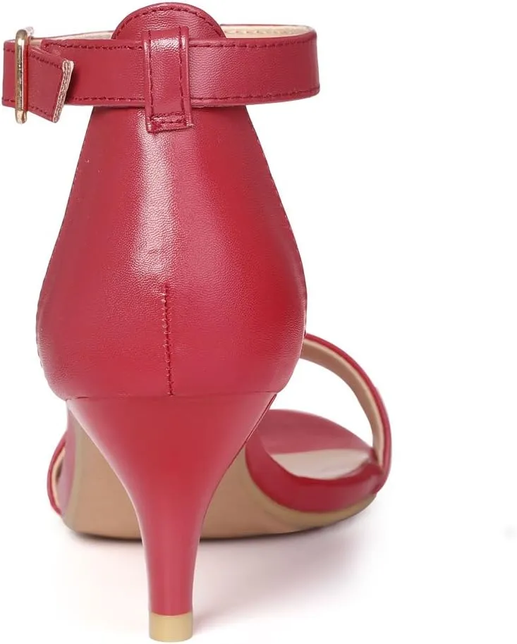 Allegra K Women's Ankle Strap Kitten Heel Sandals