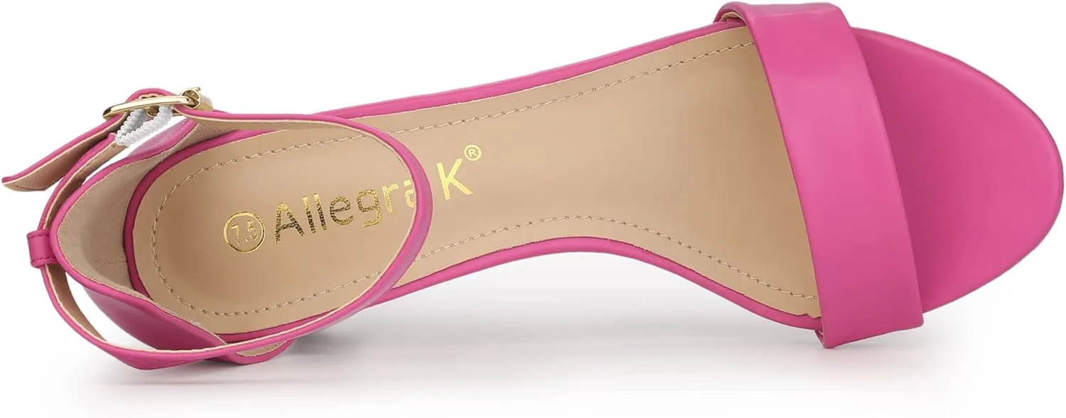 Allegra K Women's Ankle Strap Kitten Heel Sandals