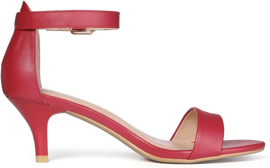 Allegra K Women's Ankle Strap Kitten Heel Sandals