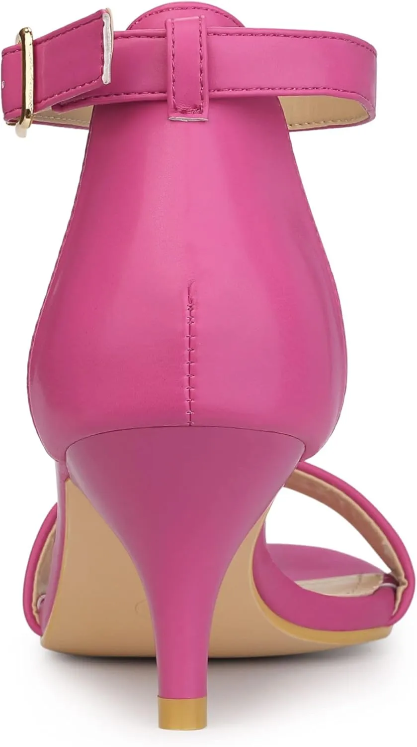 Allegra K Women's Ankle Strap Kitten Heel Sandals