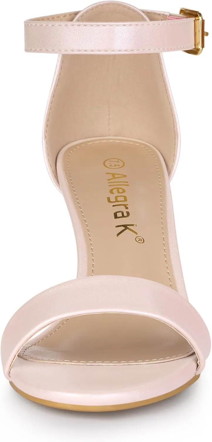 Allegra K Women's Ankle Strap Kitten Heel Sandals