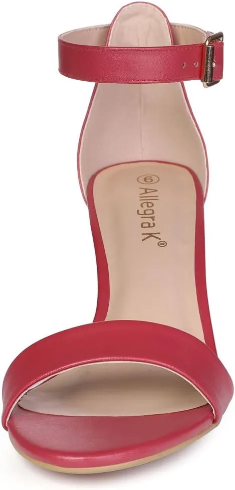 Allegra K Women's Ankle Strap Kitten Heel Sandals