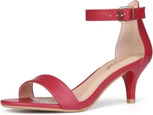 Allegra K Women's Ankle Strap Kitten Heel Sandals