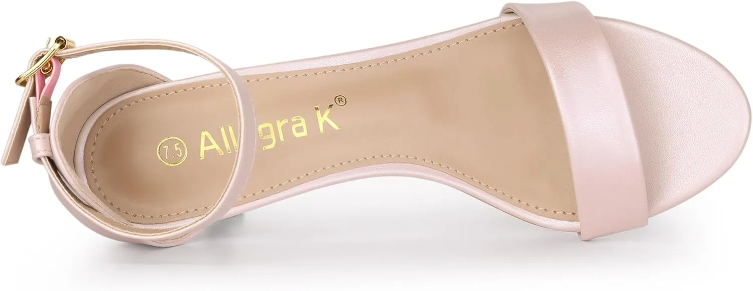 Allegra K Women's Ankle Strap Kitten Heel Sandals