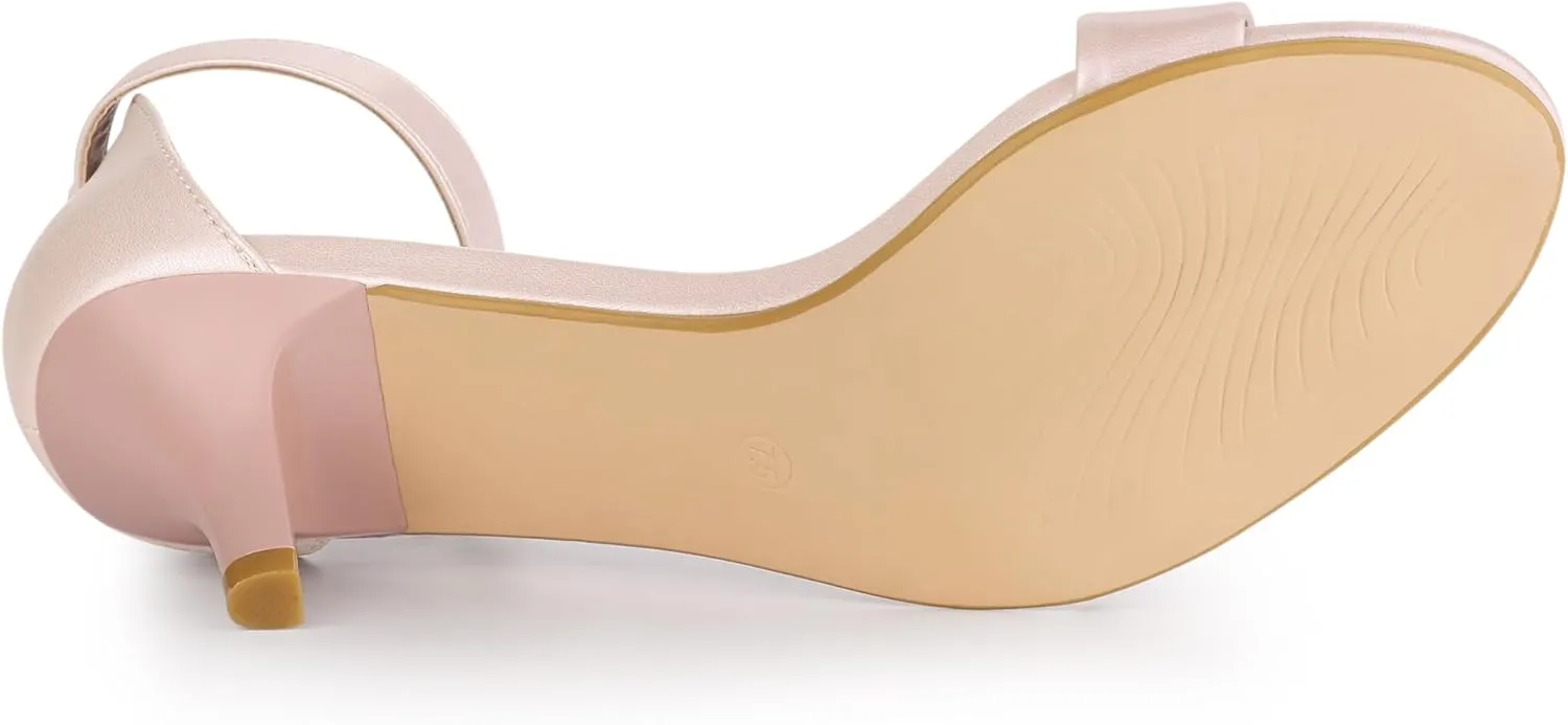 Allegra K Women's Ankle Strap Kitten Heel Sandals