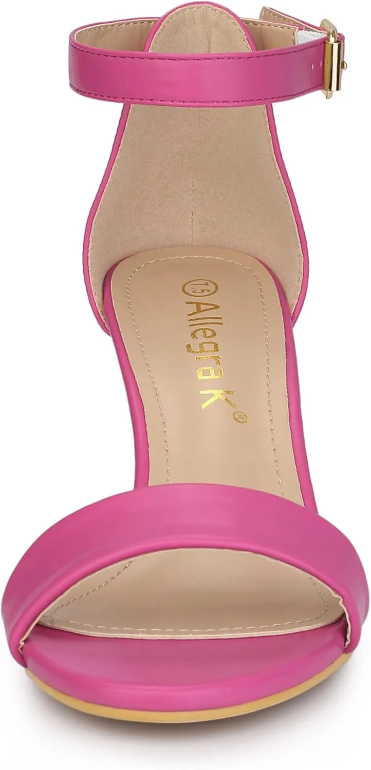 Allegra K Women's Ankle Strap Kitten Heel Sandals