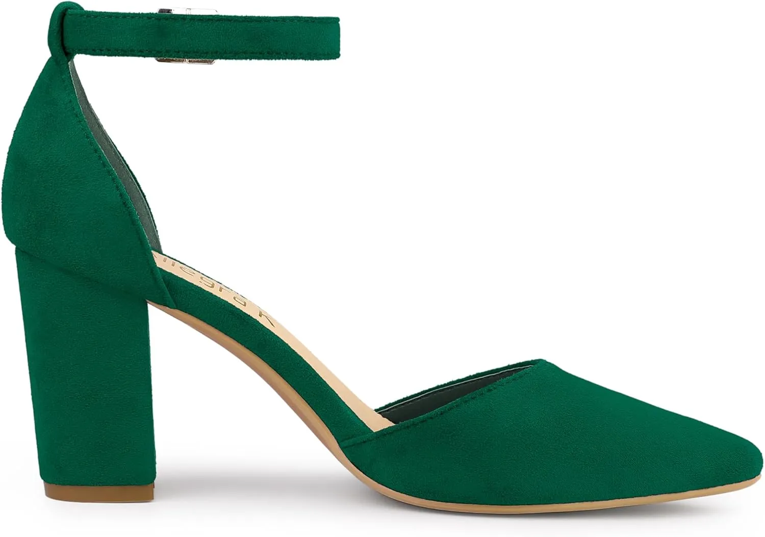 Allegra K Women's Ankle Strap Pointed Toe Block Heels Pumps
