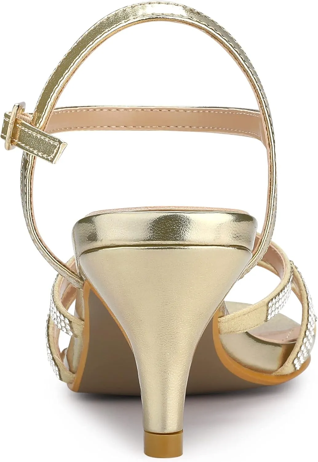 Allegra K Women's Ankle Strap Rhinestone Kitten Heel Sandals
