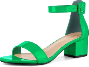 Allegra K Women's Block Low Heels Ankle Strap Sandals