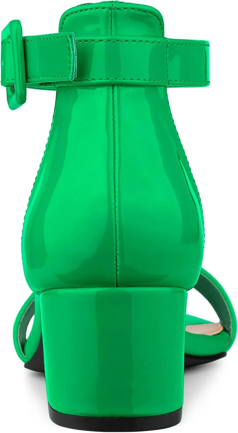 Allegra K Women's Block Low Heels Ankle Strap Sandals