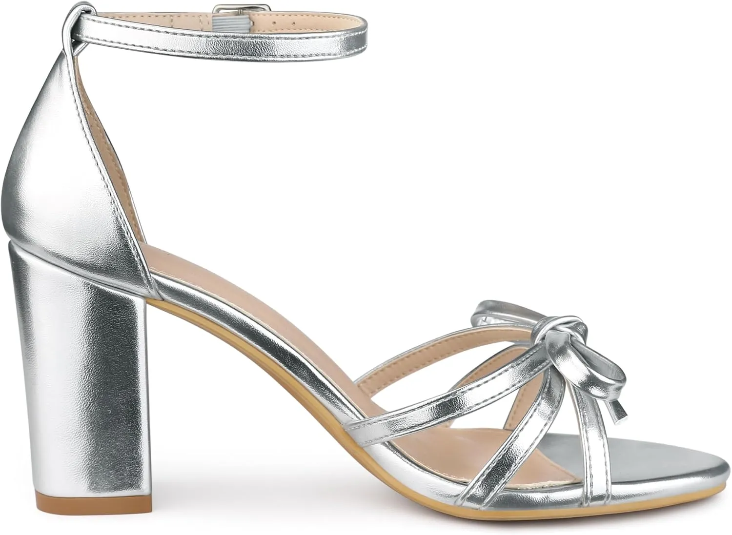 Allegra K Women's Bow Decor Ankle Strap Block Heels Sandals