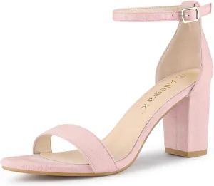 Allegra K Women's Buckle Ankle Strap High Chunky Heels Sandals