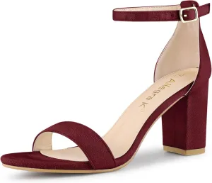Allegra K Women's Buckle Ankle Strap High Chunky Heels Sandals