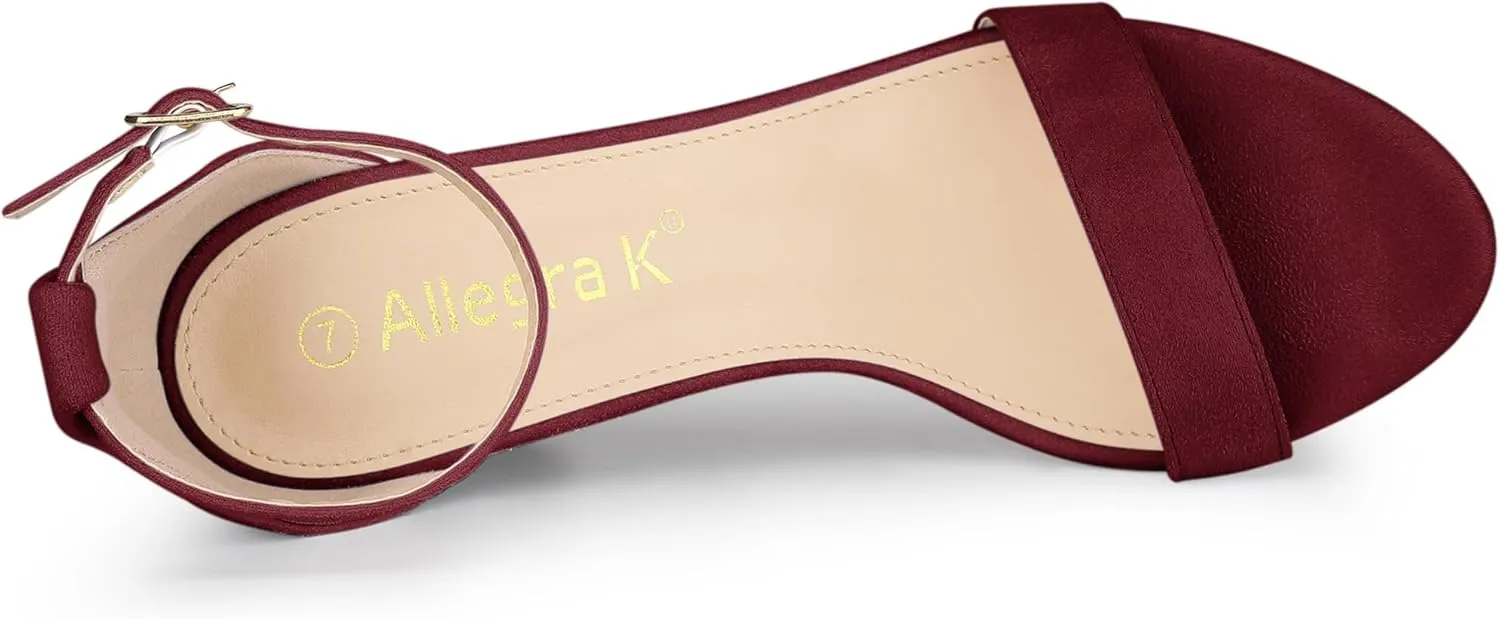 Allegra K Women's Buckle Ankle Strap High Chunky Heels Sandals