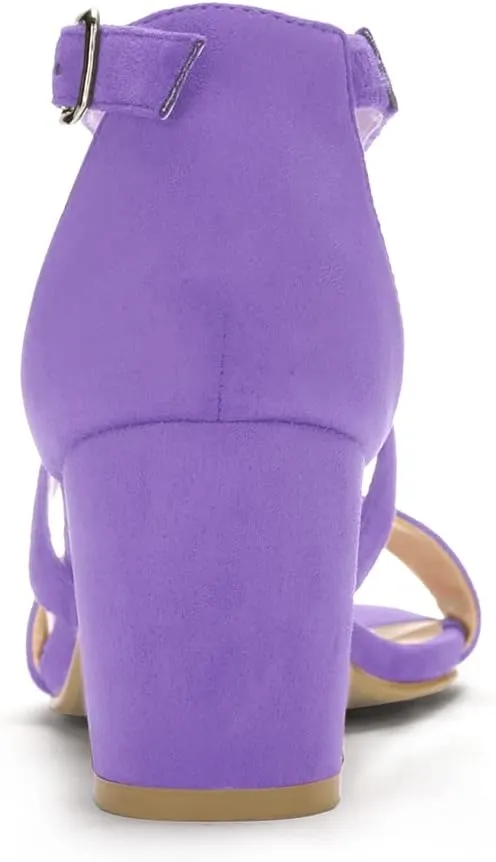 Allegra K Women's Crisscross Ankle Strap Block Heel Sandals