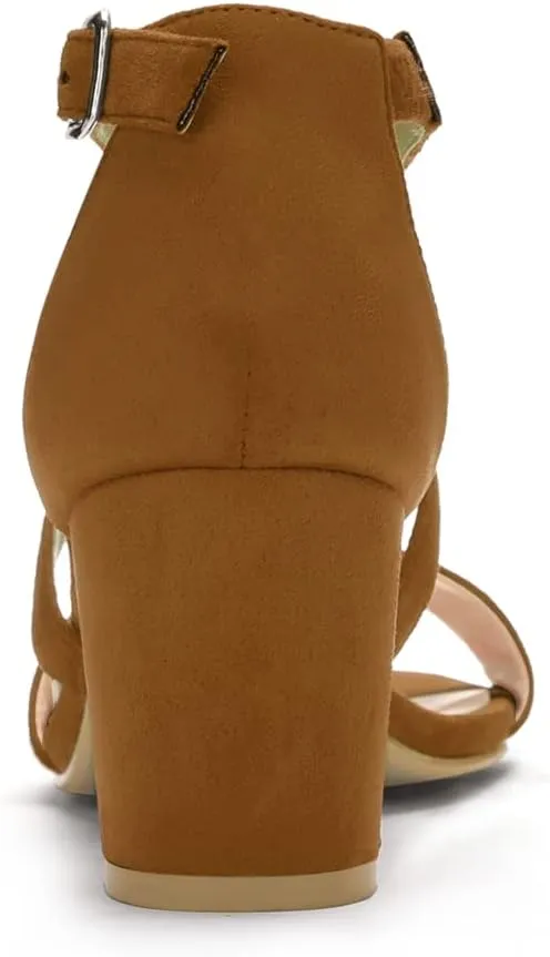 Allegra K Women's Crisscross Ankle Strap Block Heel Sandals