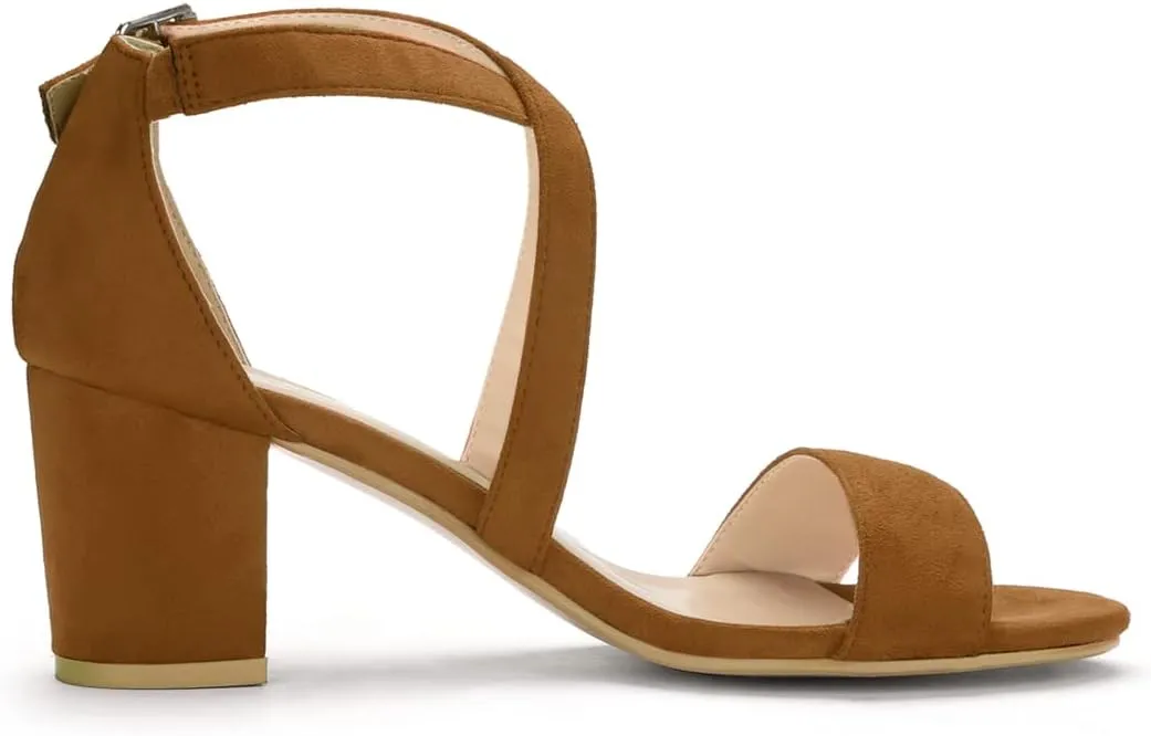 Allegra K Women's Crisscross Ankle Strap Block Heel Sandals