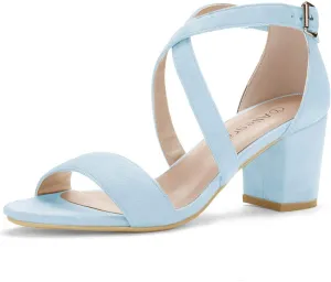 Allegra K Women's Crisscross Ankle Strap Block Heel Sandals