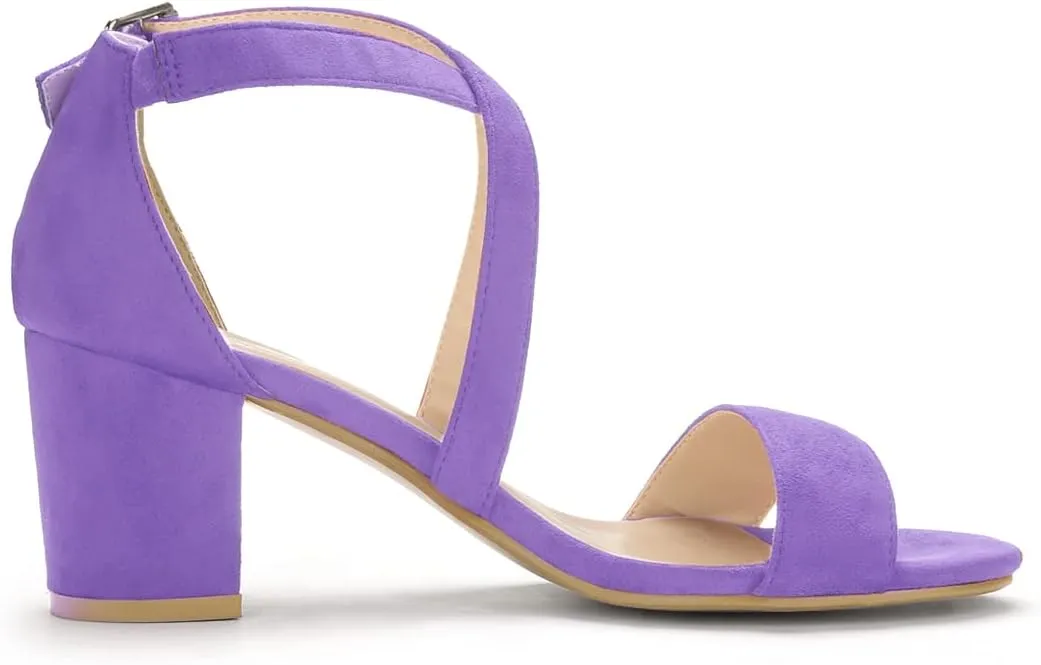 Allegra K Women's Crisscross Ankle Strap Block Heel Sandals