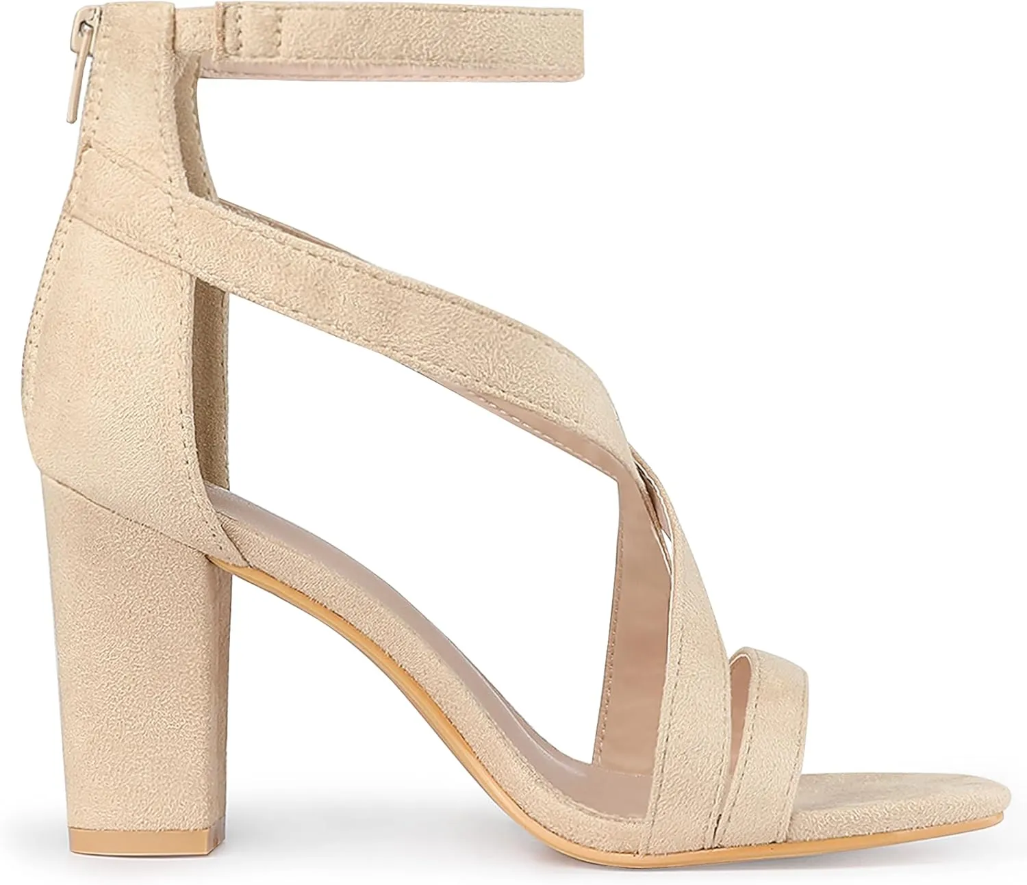 Allegra K Women's Crisscross Ankle Strap Chunky Heel Sandals