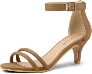 Allegra K Women's Kitten Heel Ankle Strap Sandals Shoes