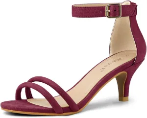 Allegra K Women's Kitten Heel Ankle Strap Sandals Shoes
