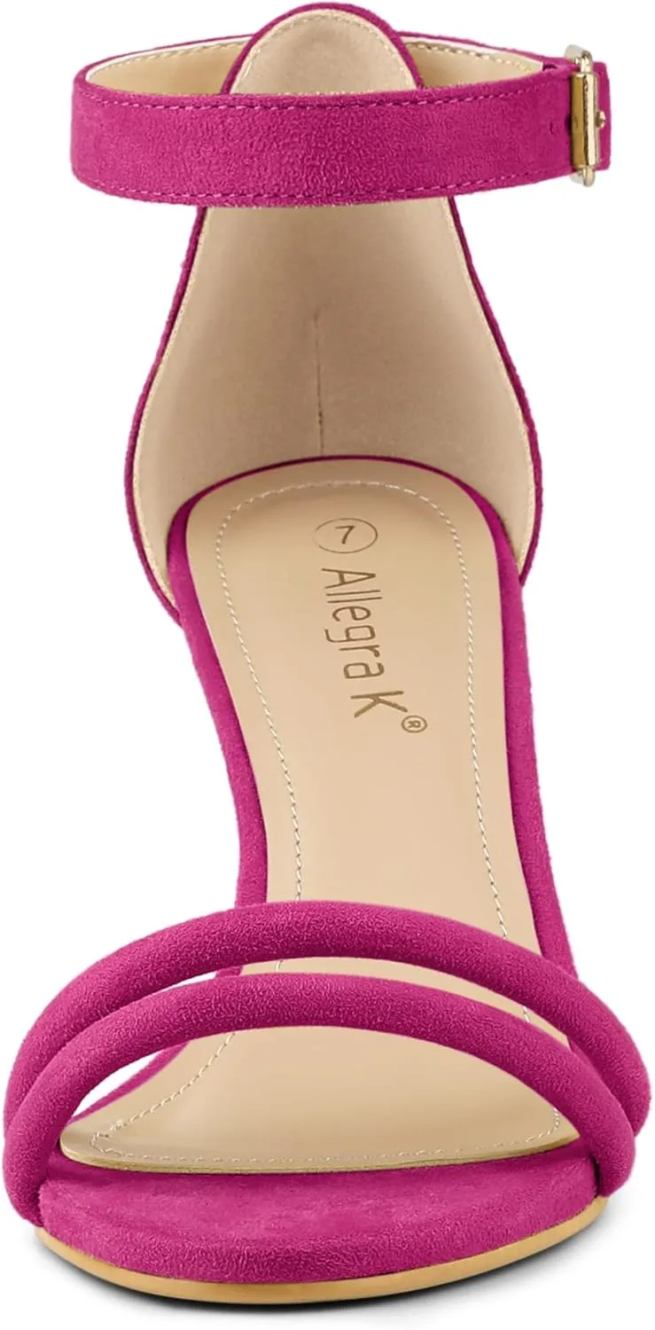 Allegra K Women's Kitten Heel Ankle Strap Sandals Shoes