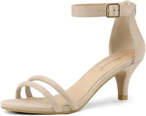 Allegra K Women's Kitten Heel Ankle Strap Sandals Shoes