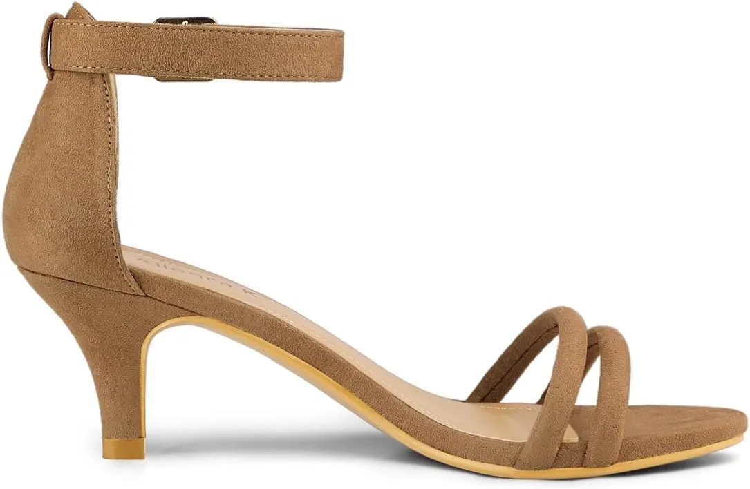 Allegra K Women's Kitten Heel Ankle Strap Sandals Shoes