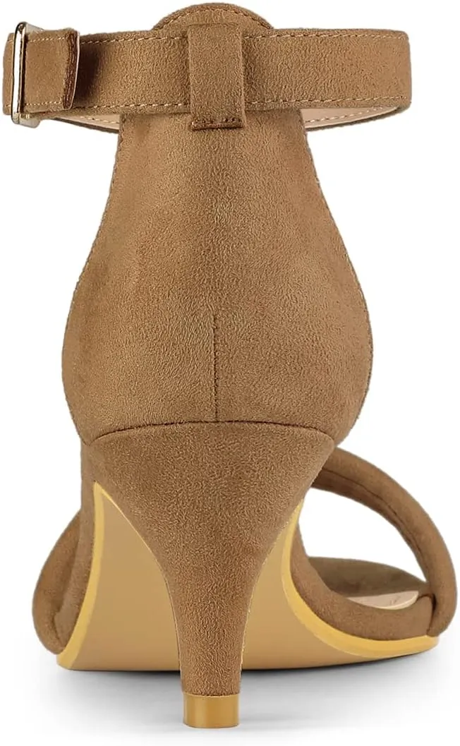 Allegra K Women's Kitten Heel Ankle Strap Sandals Shoes