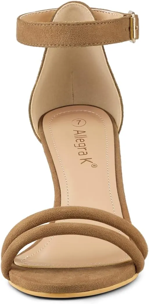 Allegra K Women's Kitten Heel Ankle Strap Sandals Shoes