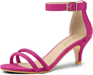 Allegra K Women's Kitten Heel Ankle Strap Sandals Shoes