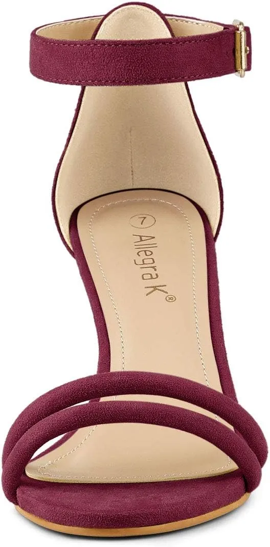 Allegra K Women's Kitten Heel Ankle Strap Sandals Shoes