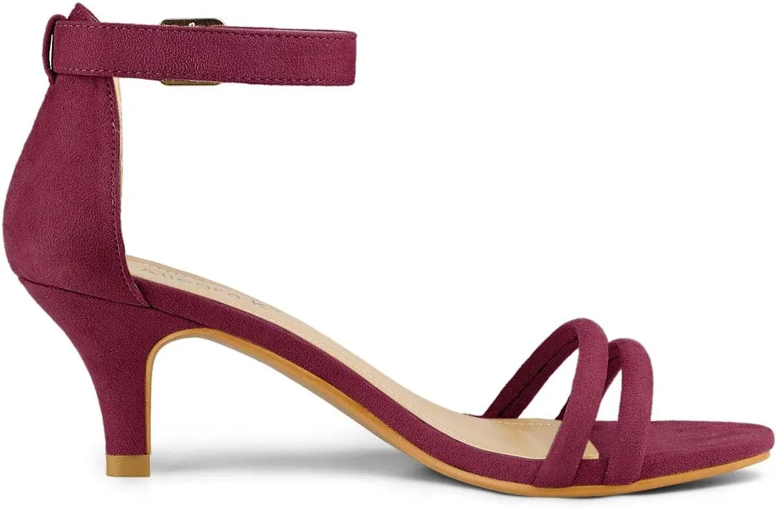 Allegra K Women's Kitten Heel Ankle Strap Sandals Shoes