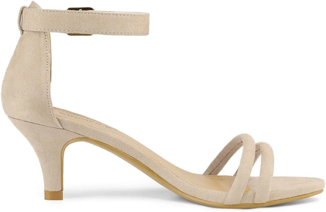 Allegra K Women's Kitten Heel Ankle Strap Sandals Shoes