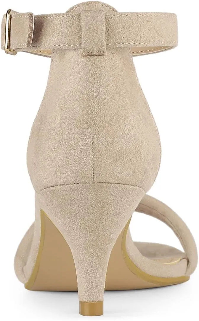 Allegra K Women's Kitten Heel Ankle Strap Sandals Shoes