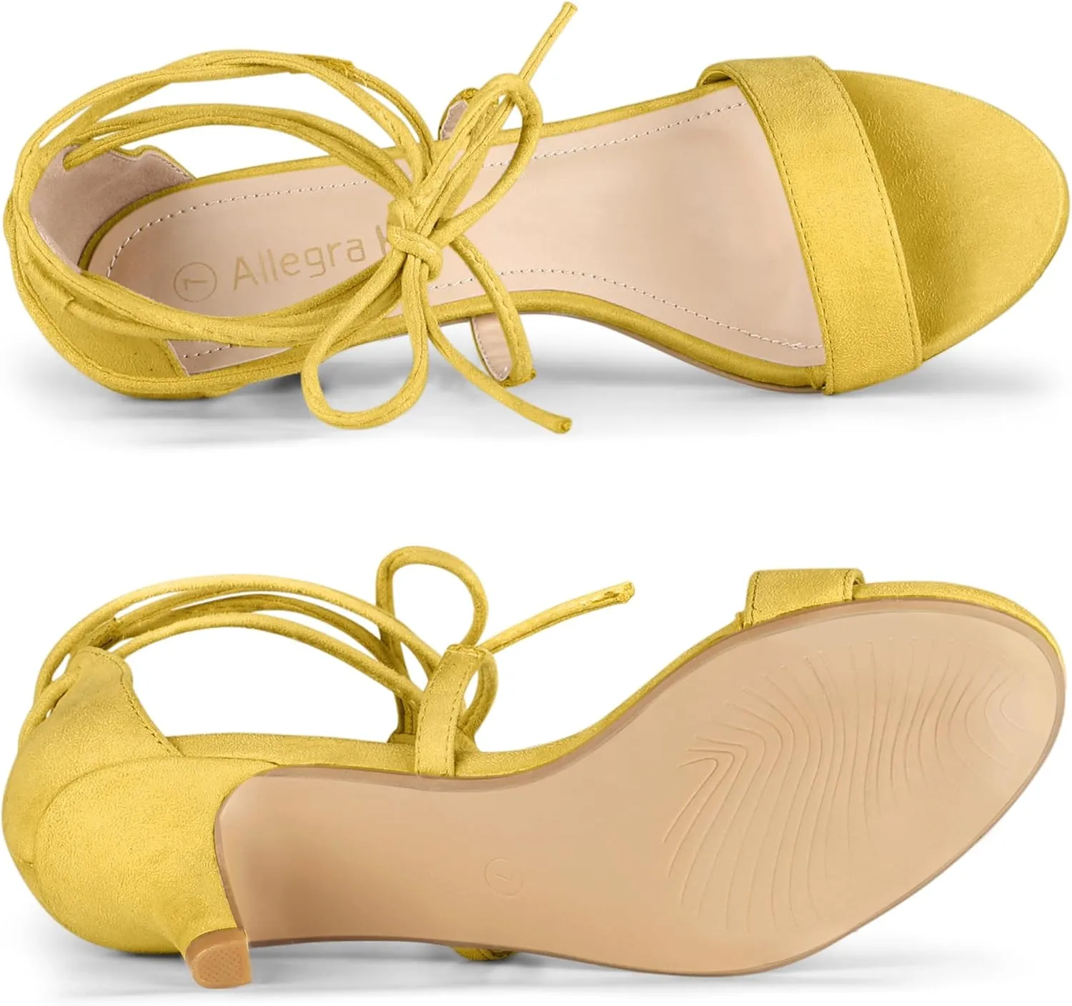 Allegra K Women's Kitten Heel Lace Up Open Toe Sandals