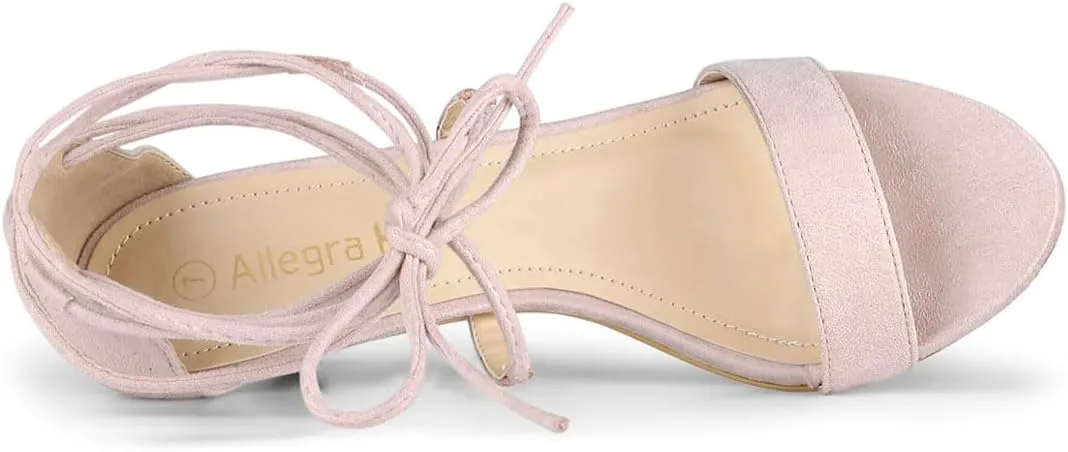 Allegra K Women's Kitten Heel Lace Up Open Toe Sandals