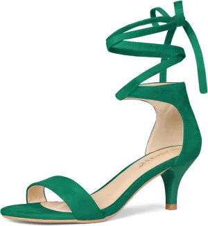 Allegra K Women's Kitten Heel Lace Up Sandals