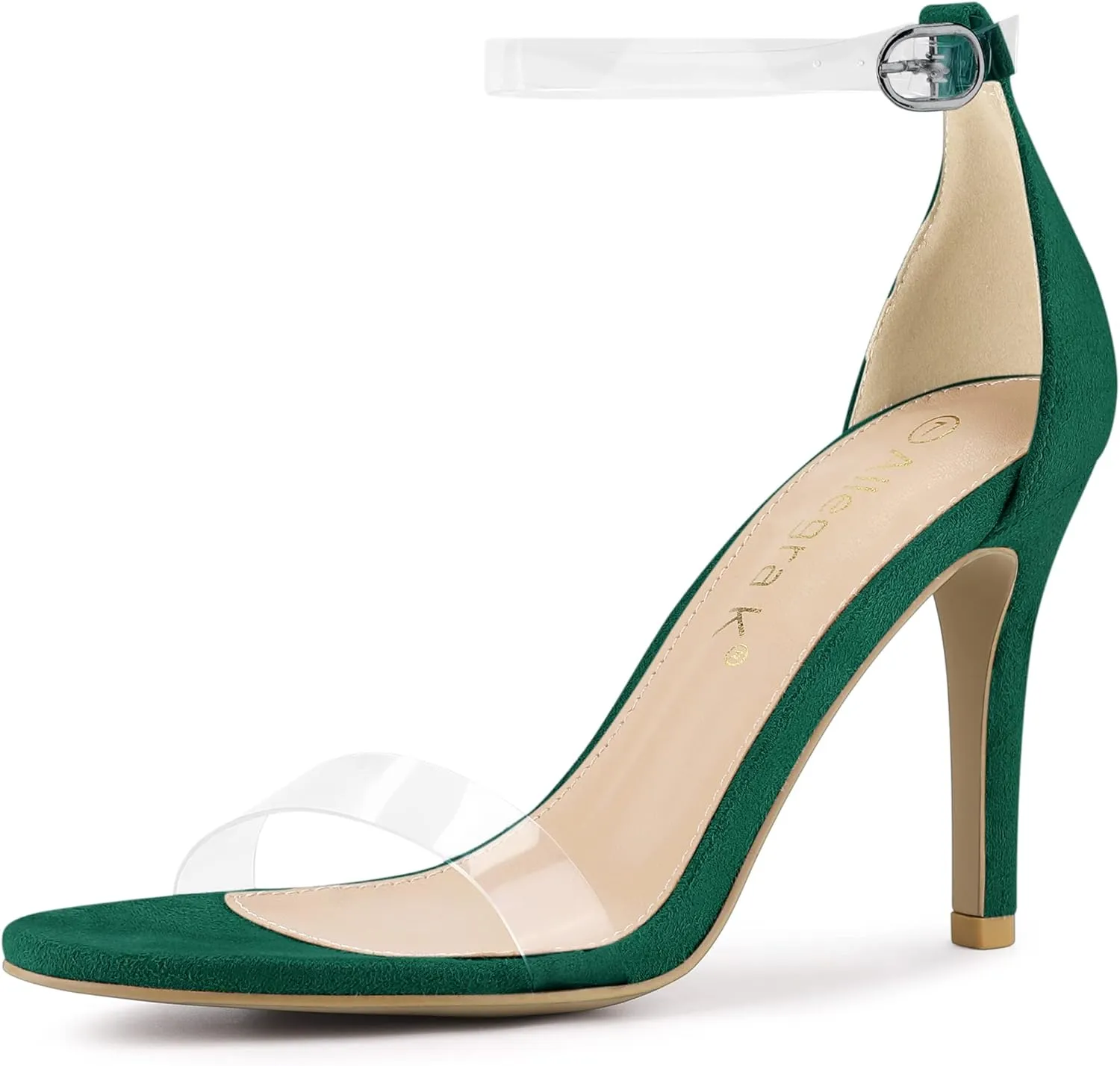 Allegra K Women's Open Toe Clear Ankle Strap Stiletto Heel Sandals