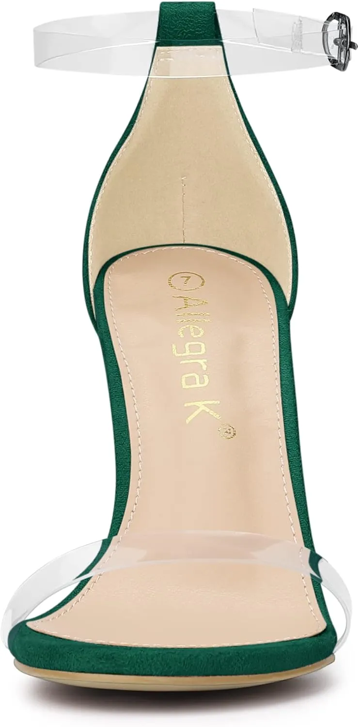 Allegra K Women's Open Toe Clear Ankle Strap Stiletto Heel Sandals