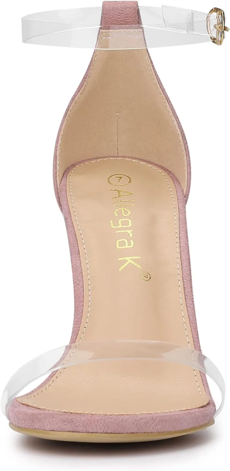 Allegra K Women's Open Toe Clear Ankle Strap Stiletto Heel Sandals