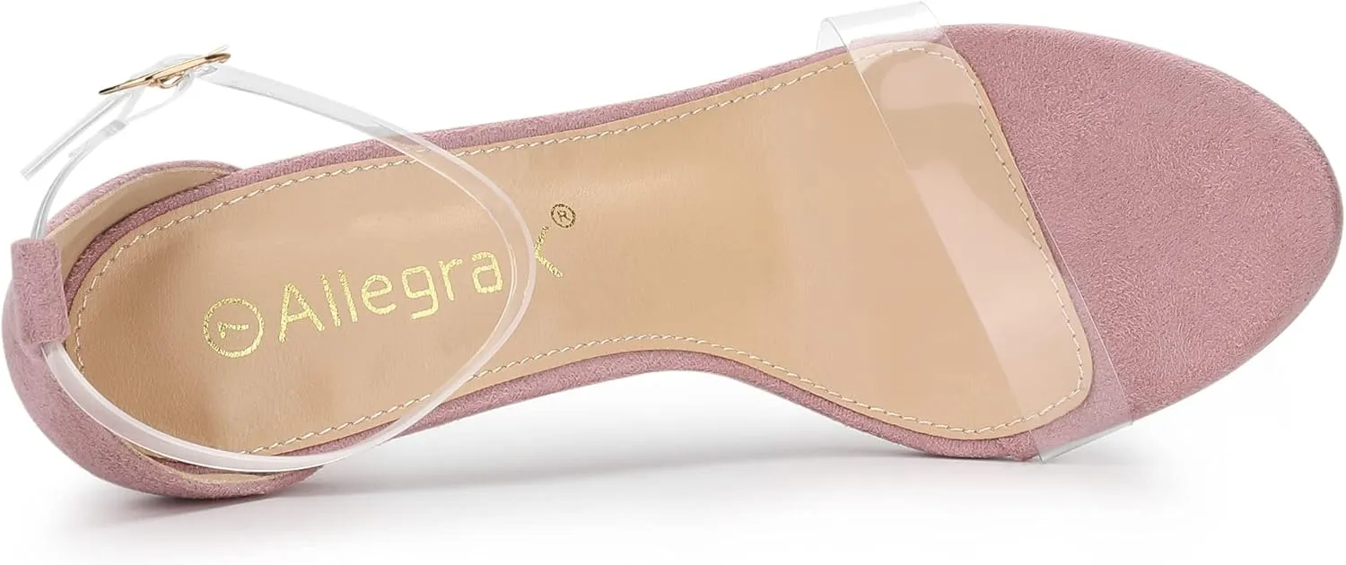 Allegra K Women's Open Toe Clear Ankle Strap Stiletto Heel Sandals