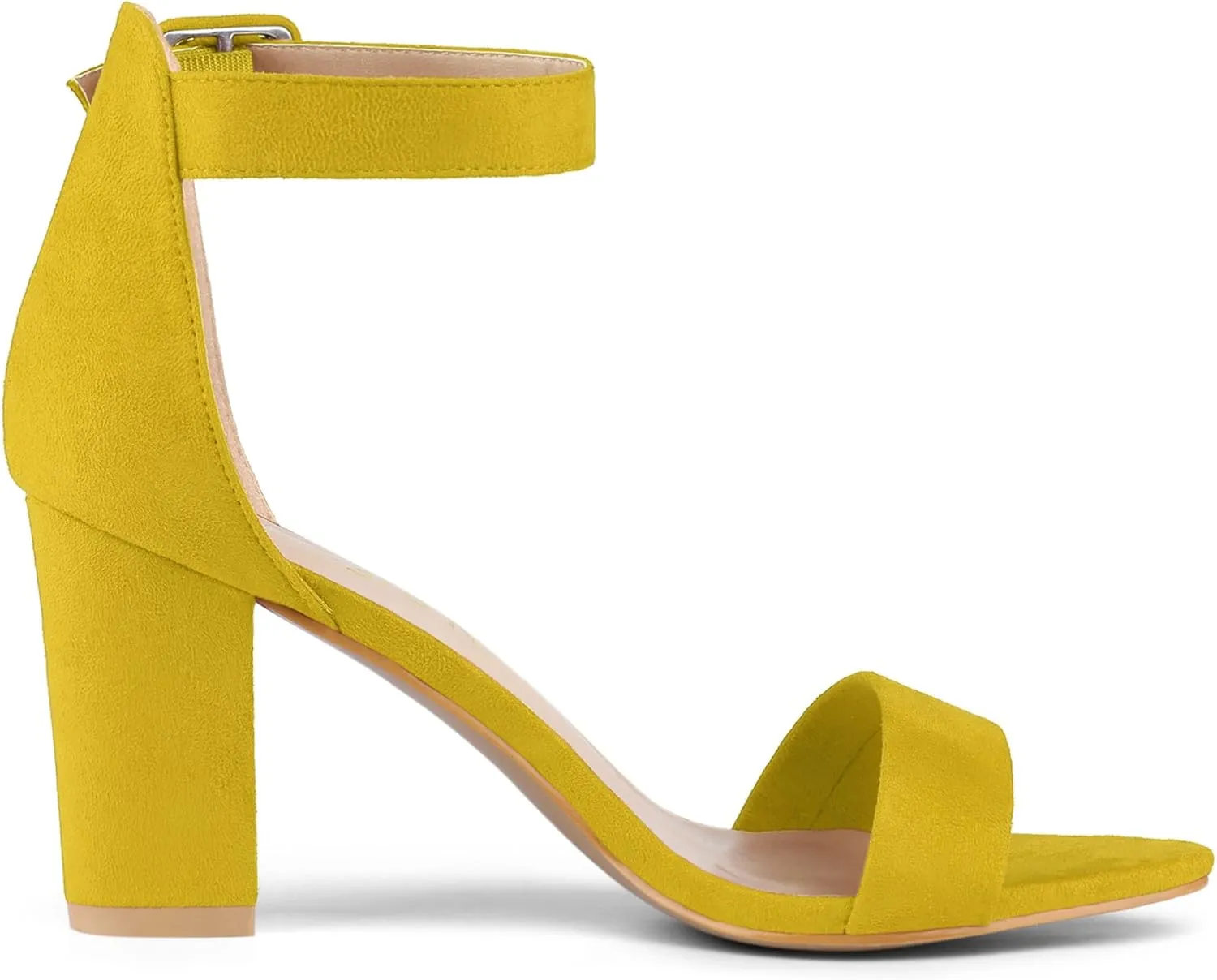 Allegra K Women's Open Toe High Chunky Heel Buckle Ankle Strap Sandals